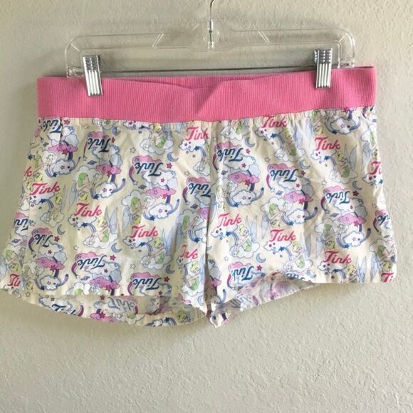 Disney Vintage Y2K VTG 2000s Tinker Bell McBling Graphic PJ Short Shorts Large - Picture 1 of 8